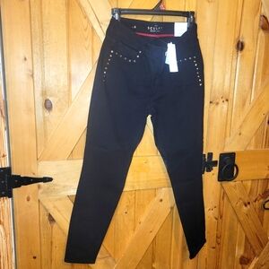 WHBM The Sculpt Skinny Ankle Studded Black Jean Womens Size 4 Cr